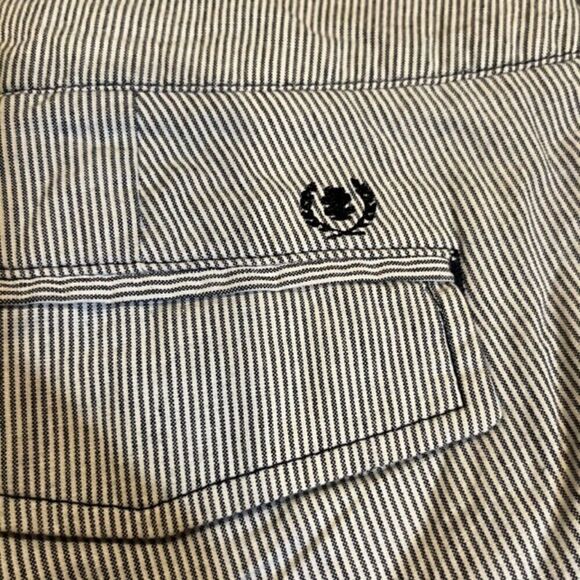 IZOD Nautical Navy and White Pinstripe Pants Cropped Cotton Buttons Size 10 - Picture 7 of 11